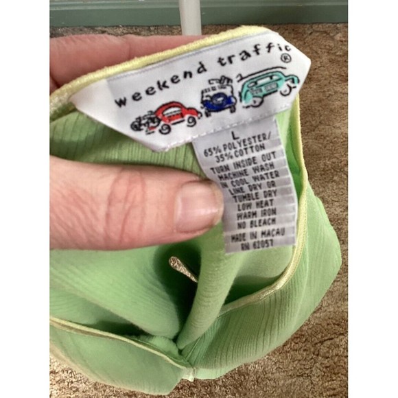 Vintage Weekend Traffic Sz L Green V-Neck Button-Front Long Sleeve Cardigan Top - Picture 9 of 9